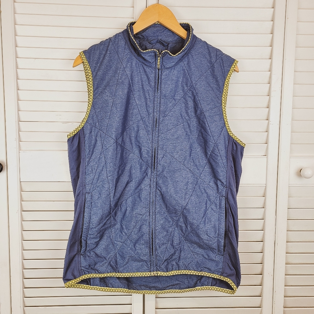Jaji Blue Yellow Zip Up Vest Size M